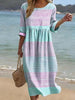 Women's Plus-Size Patchwork Maxi Dress – Relaxed Fit Casual Skirt by FitiqueFit