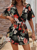 Beach Vacation Ruffle Sleeve Short Culottes Printed Jumpsuit
