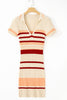 Contrast Striped Johnny Collar Short Sleeve Mini Dress