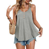 Women's Solid Color Round Neck Sleeveless Casual Button-up Top by My Store