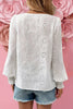 White Eyelet Embroidered Smocked Cuffs Blouse by Wild and Free Boutique