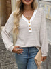 Striped Button Detail Long Sleeve T-Shirt by Simply Love