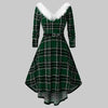 Christmas Women’s Fur Patchwork V-Neck Long-Sleeved Dress by FitiqueFit