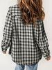 Plaid Snap Down Plush Hooded Jacket Soft & Warm Women Outerwear Cozy And Comfortable Jacket by Stevvex