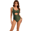V-support Hollow Backless One-piece Swimsuit For Women