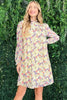Floral Mock Neck Flounce Sleeve Summer Dress – Mock Neck Dress, Flounce Sleeve Dress, Floral Pattern Dress, Elegant Floral Dress, Sophisticated Dress by Stevvex