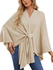 Solid Color Tie-Front Knit Cape Top by Wild and Free Boutique