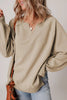 Parchment Raw Edge Exposed Seam Raglan Sleeve Side Slit Sweatshirt by Wild and Free Boutique