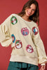Women’s Christmas Egg Sequined Long-Sleeve Loose Sweatshirt by FitiqueFit