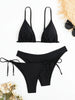 Essential Edge 3-Piece Bikini Set for Women – Solid Color High-Cut Triangle Top Two-Style Bottoms with Side Lace-Up Design & Quick-Drying Comfort – Versatile Women's Swimwear for Summer Pool Beach & Travel by Stevvex