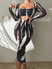 Horizon Haze 3-Piece Tie Dye Bandeau Bikini Set for Women – Strapless Tube Top with Long Sleeve Semi-Sheer Cover-Up Dress for Summer – Artistic Stripe Print Swimwear Ensemble for Bold Summer Fashion by Stevvex