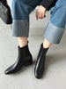Women’s Retro Square-Toe Mid-Heel Chunky Leather Boots by FitiqueFit