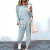 Women's Long Sleeve T-Shirt & Pencil Pants Set – Loose Fit, Striped & Solid by FitiqueFit