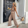 Women's Striped Sleeveless Top & Wide-Leg Pants Two-Piece Set by FitiqueFit