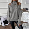 Women’s Elegant Off-Shoulder Turtleneck Sweater — Long Sleeve Knit Top by FitiqueFit