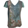 Women’s Floral Lace Sleeve Top – Elegant Short Sleeve Blouse by FitiqueFit