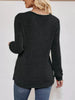 Ribbed Knit V-Neck Long Sleeve T-Shirt by Simply Love