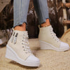Women's Canvas Wedge Platform Lace-Up Sneakers by FitiqueFit