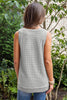 Black Scoop Neck Waffle Knit Splicing Flowy Vest