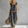Solid Color Shirt & Wide-Leg Trousers Two-Piece Set by FitiqueFit