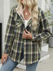 Plaid Snap Down Plush Hooded Jacket Soft & Warm Women Outerwear Cozy And Comfortable Jacket by Stevvex