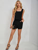 Square Neck Wide Strap Tank and Shorts Set