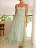 Vintage Ruffled Hem Midi Dress With Tied And Ruched Detail Elegant Feminine Girls Dress by Stevvex