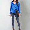 Women’s Satin Lapel Button-Down Blouse by FitiqueFit