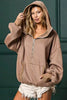 BiBi Stitch Detailed Elastic Hem Half Zip Fleece Hoodie by FitiqueFit