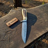 Frontier Bowie Knife Damascus Steel Clip Point Stag Handle Fixed Blade Hunting Knife by JW SteelCrafts