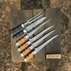 Handmade Damascus Boning & Fillet Knife Set with Black and Orange Resin Handles by JW SteelCrafts