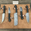 4-Piece Damascus Chef and Utility Knife Set with Black Resin Handles & Swirl Damascus Blades by JW SteelCrafts