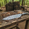 Handmade Fire Pattern Damascus Chef Knife with 12 inches Length by JW SteelCrafts