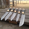 Hand Forged 5-Piece Damascus Chef Knife Set — Olive Wood & Black Resin Handles by JW SteelCrafts