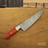 3 Piece Handmade Damascus chef Knife Set Red Pakka Wood Handles by JW SteelCrafts