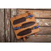 3-Piece Damascus Chef Knife Set Resin Wood Handle with Blue Resin and Rosewood Handles by JW SteelCrafts