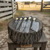 5-Piece Handmade Damascus Chef Knife Set with Wood and Resin Handles by JW SteelCrafts