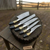 5-Piece Damascus Chef Knife Set – Camel Bone and Black Micarta Handles by JW SteelCrafts