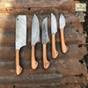 5-Piece Damascus Kitchen Knife Set — Cleaver, Chef, Utility, Boning & Paring with Olive Wood Handles & Brass Pins by JW SteelCrafts