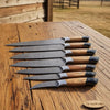 8-Piece Damascus Fillet and Precision Knife Set — Olive Wood and Black Resin Handles by JW SteelCrafts