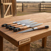 8-Piece Damascus Fillet and Precision Knife Set — Olive Wood and Black Resin Handles by JW SteelCrafts