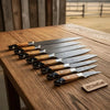 8-Piece Damascus Fillet and Precision Knife Set — Olive Wood and Black Resin Handles by JW SteelCrafts