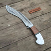 Damascus Gurkha Kukri Knife Handmade 10-Inch Curved Blade with Resin & Wood Handle by JW SteelCrafts