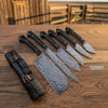 6-Piece Damascus Japanese Chef Collection with Wood Grain Damascus Blades by JW SteelCrafts
