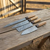 4-Piece Damascus Kiritsuke Bunka Knife Set — Fire Pattern Blades by JW SteelCrafts