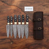 5-Piece Damascus Kitchen Knife Set Black Pakka Wood — Forged Damascus Blades by JW SteelCrafts