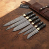 5-Piece Damascus Kitchen Knife Set Black Pakka Wood — Forged Damascus Blades by JW SteelCrafts