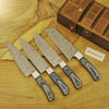5-Piece Damascus Japanese-Style Knife Set — Chef, Santoku, Utility, Nakiri, Paring Blades by JW SteelCrafts