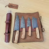 4 Piece Damascus Knife Set Olive Wood with Cleaver by JW SteelCrafts