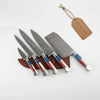 6-Piece Damascus Knife Set with Butcher Cleaver 7 to 13 Inch Blades with Full Tang by JW SteelCrafts